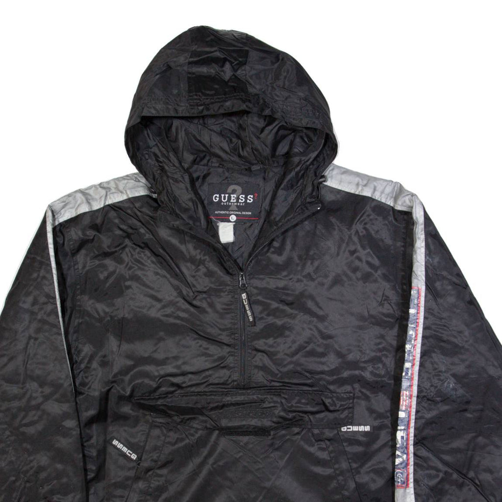 GUESS Mens Anorak Jacket Black Hooded L