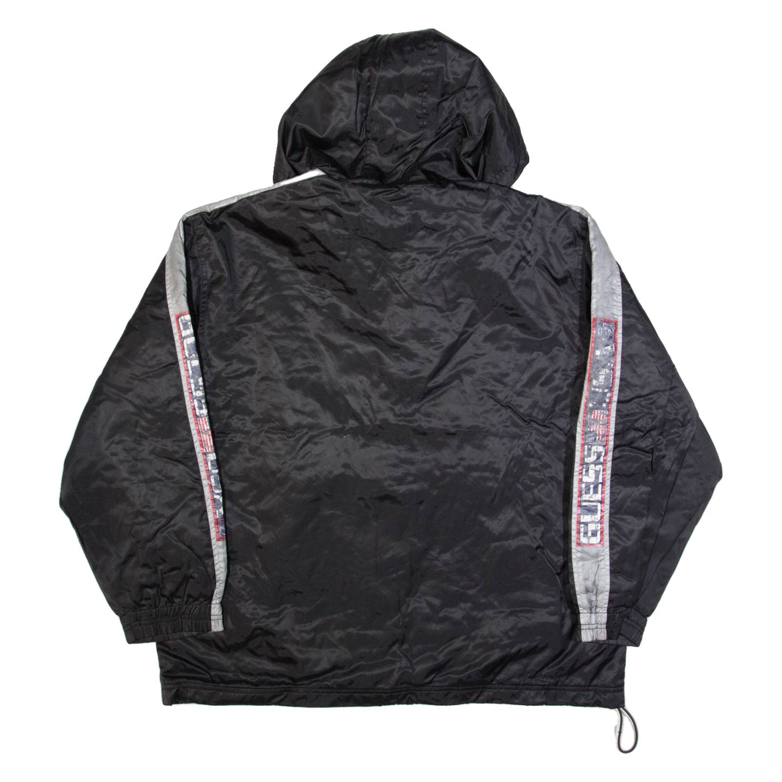 GUESS Mens Anorak Jacket Black Hooded L