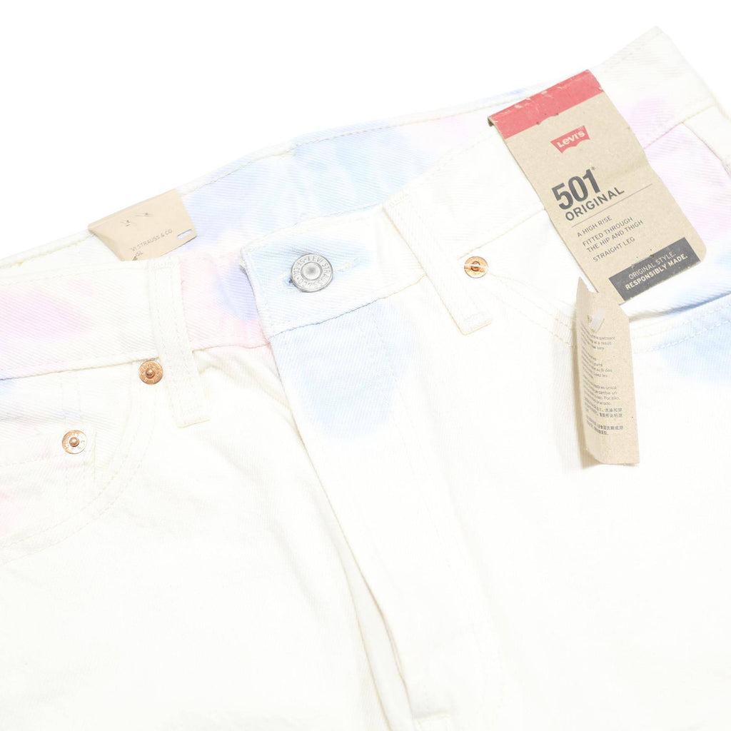 LEVI'S 501 Womens Jeans White Light Denim Regular Fit Straight Button W28 L30