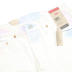 LEVI'S 501 Womens Jeans White Light Denim Regular Fit Straight Button W28 L30