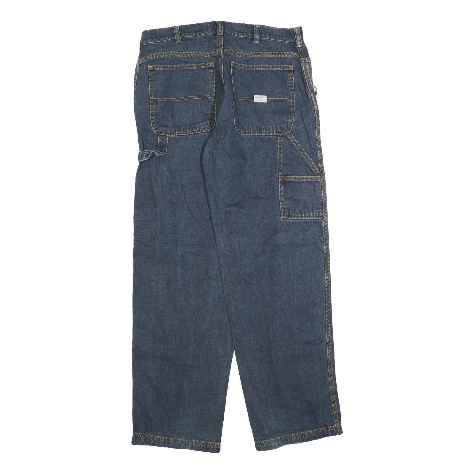 TIMBERLAND Mens Relaxed Blue Denim Jeans W32 L32 Zip Cotton Blend Workwear