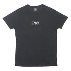 EMPORIO ARMANI Mens Black Cotton Blend T-Shirt L Short Sleeve Crew Neck Logo