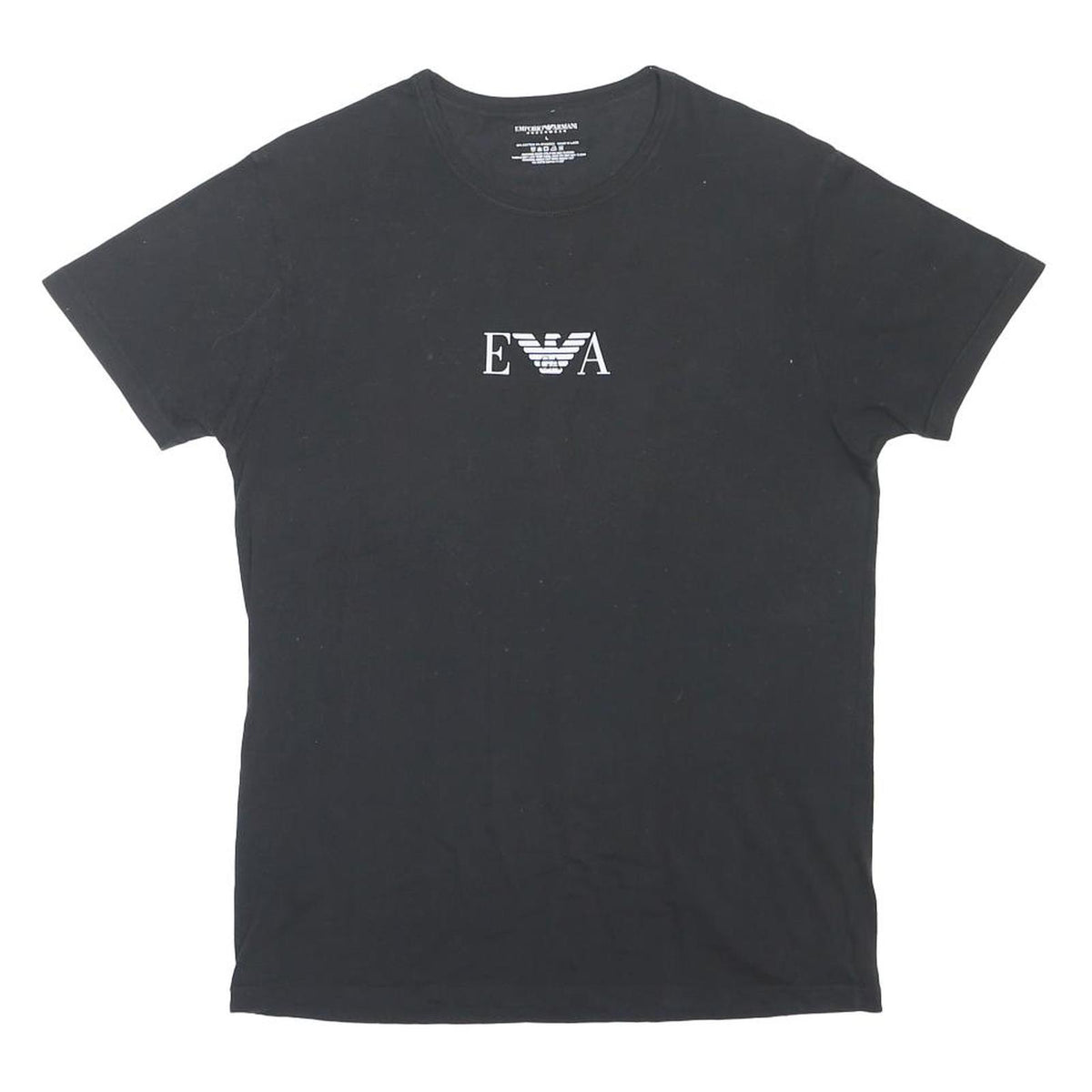 EMPORIO ARMANI Mens Black Cotton Blend T-Shirt L Short Sleeve Crew Neck Logo