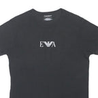 EMPORIO ARMANI Mens Black Cotton Blend T-Shirt L Short Sleeve Crew Neck Logo