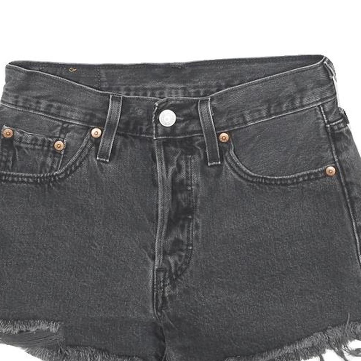 LEVI'S Womens Black Denim Cut-Off Raw Hem XXS W24 Distressed Shorts