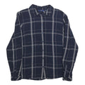 TOM TAILOR Womens Blue Check Shirt S Cotton Blend Button Down Long Sleeve