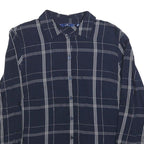 TOM TAILOR Womens Blue Check Shirt S Cotton Blend Button Down Long Sleeve