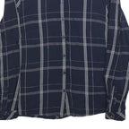 TOM TAILOR Womens Blue Check Shirt S Cotton Blend Button Down Long Sleeve