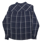 TOM TAILOR Womens Blue Check Shirt S Cotton Blend Button Down Long Sleeve