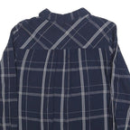 TOM TAILOR Womens Blue Check Shirt S Cotton Blend Button Down Long Sleeve
