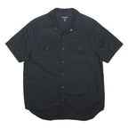 TRUE RELIGION Mens Black Cotton Shirt M Short Sleeve Button Front Casual