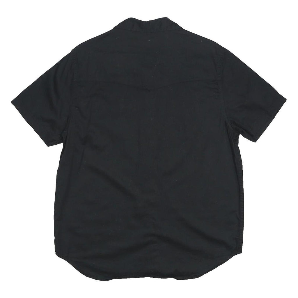TRUE RELIGION Mens Black Cotton Shirt M Short Sleeve Button Front Casual