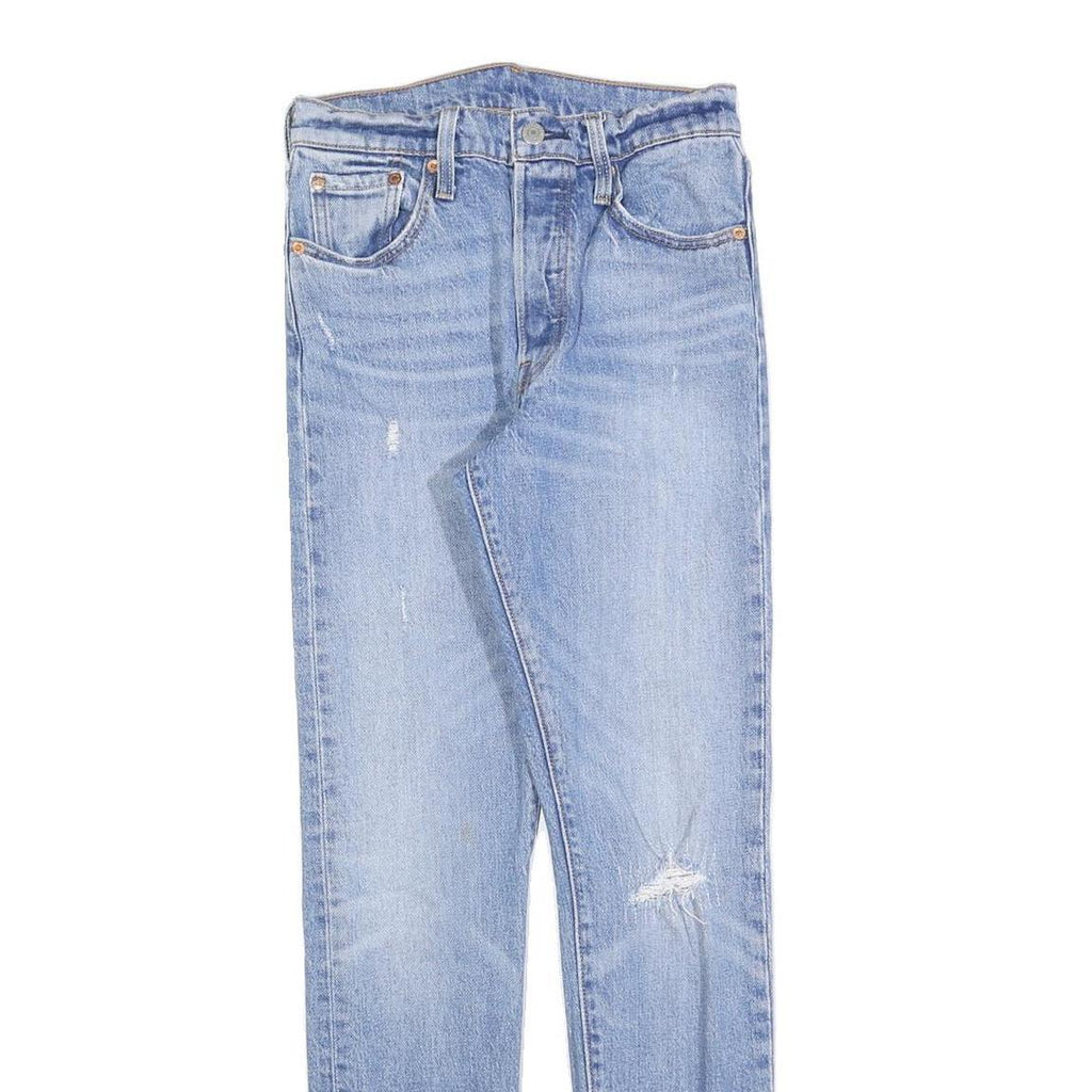 LEVI'S 501S Womens Jeans Blue Slim Skinny Denim Medium W25 L30 Distressed Zip
