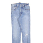 LEVI'S 501S Womens Jeans Blue Slim Skinny Denim Medium W25 L30 Distressed Zip