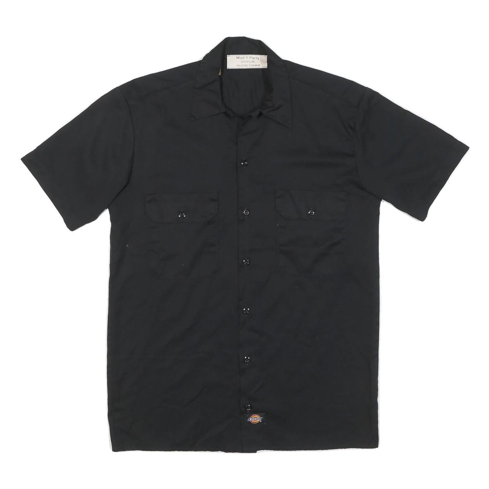 MAD T PARTY Mens Black Cotton Blend Shirt M Button-Up Short Sleeve Workwear