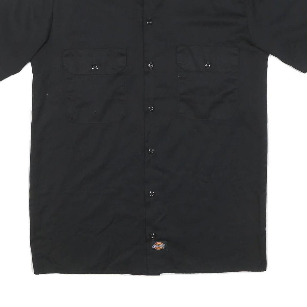 MAD T PARTY Mens Black Cotton Blend Shirt M Button-Up Short Sleeve Workwear
