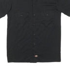 MAD T PARTY Mens Black Cotton Blend Shirt M Button-Up Short Sleeve Workwear