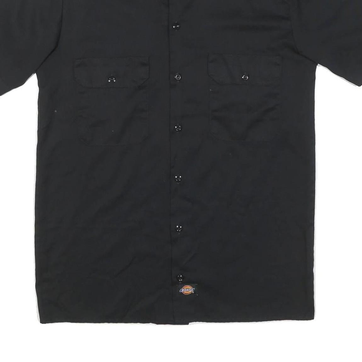 MAD T PARTY Mens Black Cotton Blend Shirt M Button-Up Short Sleeve Workwear