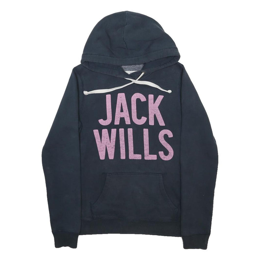 JACK WILLS Womens Navy Blue Hoodie UK 8 Cotton Blend Casual Pullover Sweatshirt