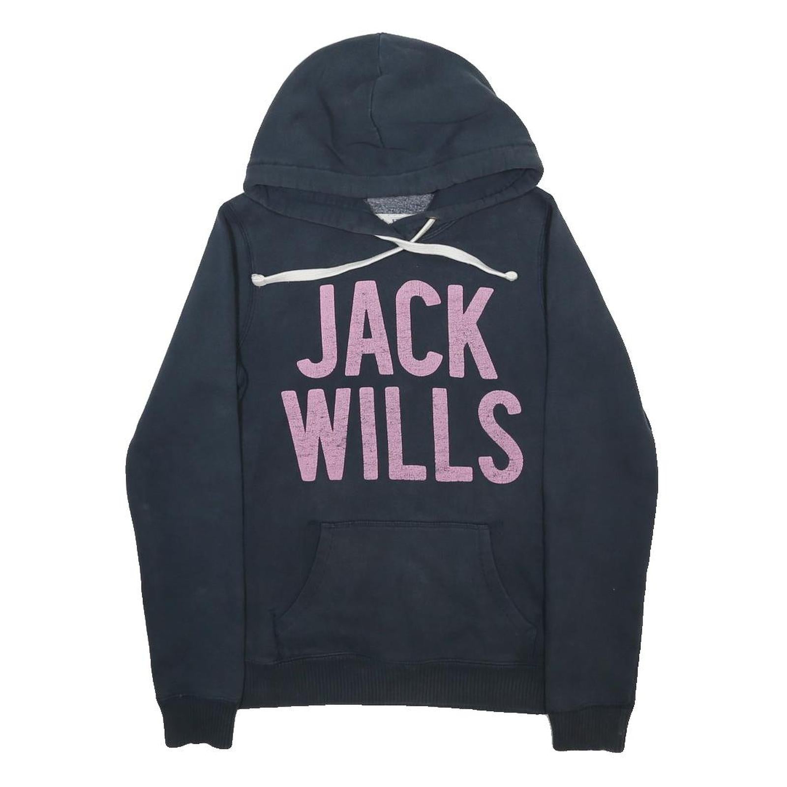 JACK WILLS Womens Navy Blue Hoodie UK 8 Cotton Blend Casual Pullover Sweatshirt