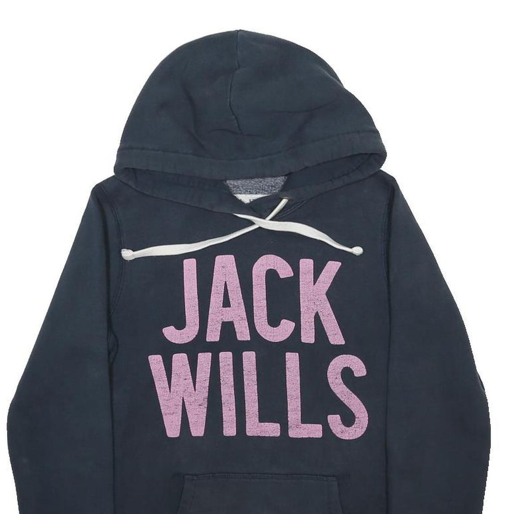 JACK WILLS Womens Navy Blue Hoodie UK 8 Cotton Blend Casual Pullover Sweatshirt
