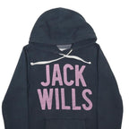 JACK WILLS Womens Navy Blue Hoodie UK 8 Cotton Blend Casual Pullover Sweatshirt