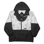 SORRY Mens Black & White Patterned Zip Jacket L Polyester Casual Winter Wear