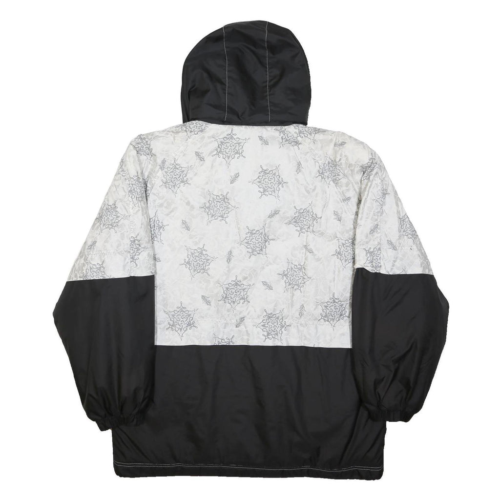 SORRY Mens Black & White Patterned Zip Jacket L Polyester Casual Winter Wear