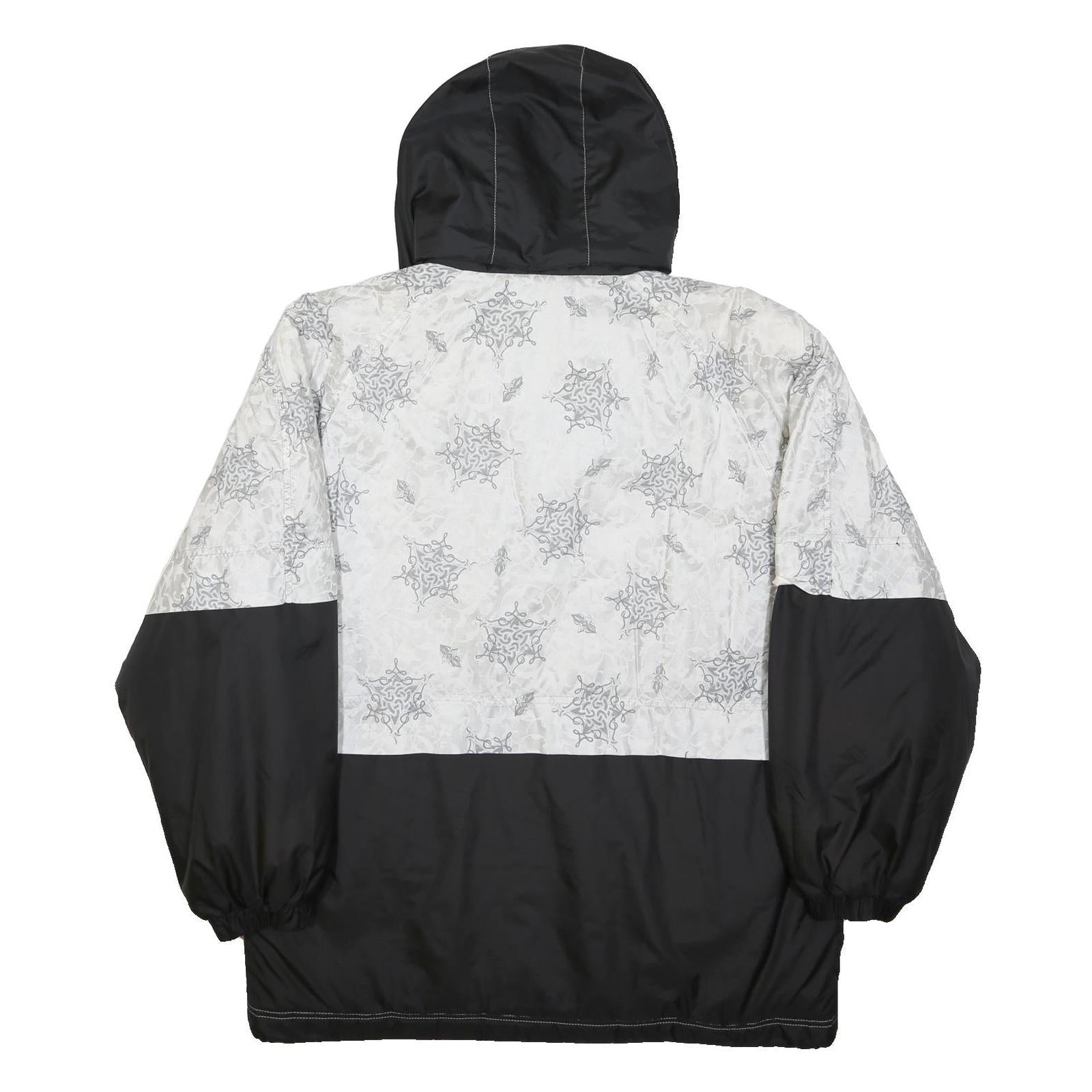 SORRY Mens Black & White Patterned Zip Jacket L Polyester Casual Winter Wear