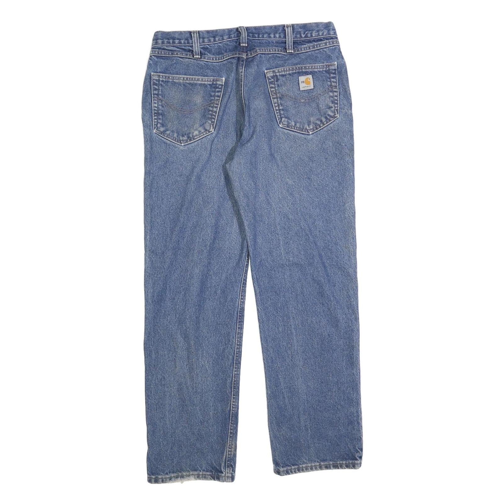 CARHARTT Mens Regular Blue Denim Jeans W36 L32 Zip Closure Classic Fit