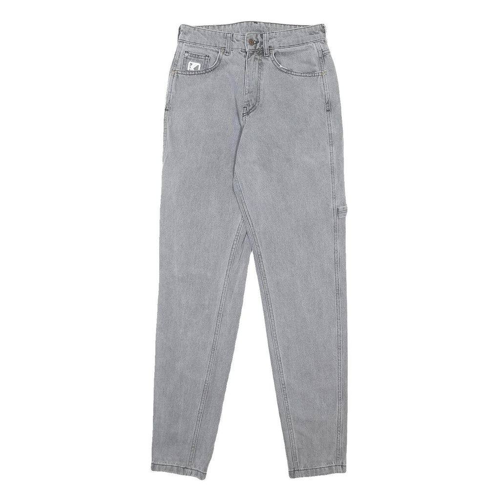 KARL KANI Mens Slim Grey Denim Jeans W26 L33 Casual Stylish Cotton Zip