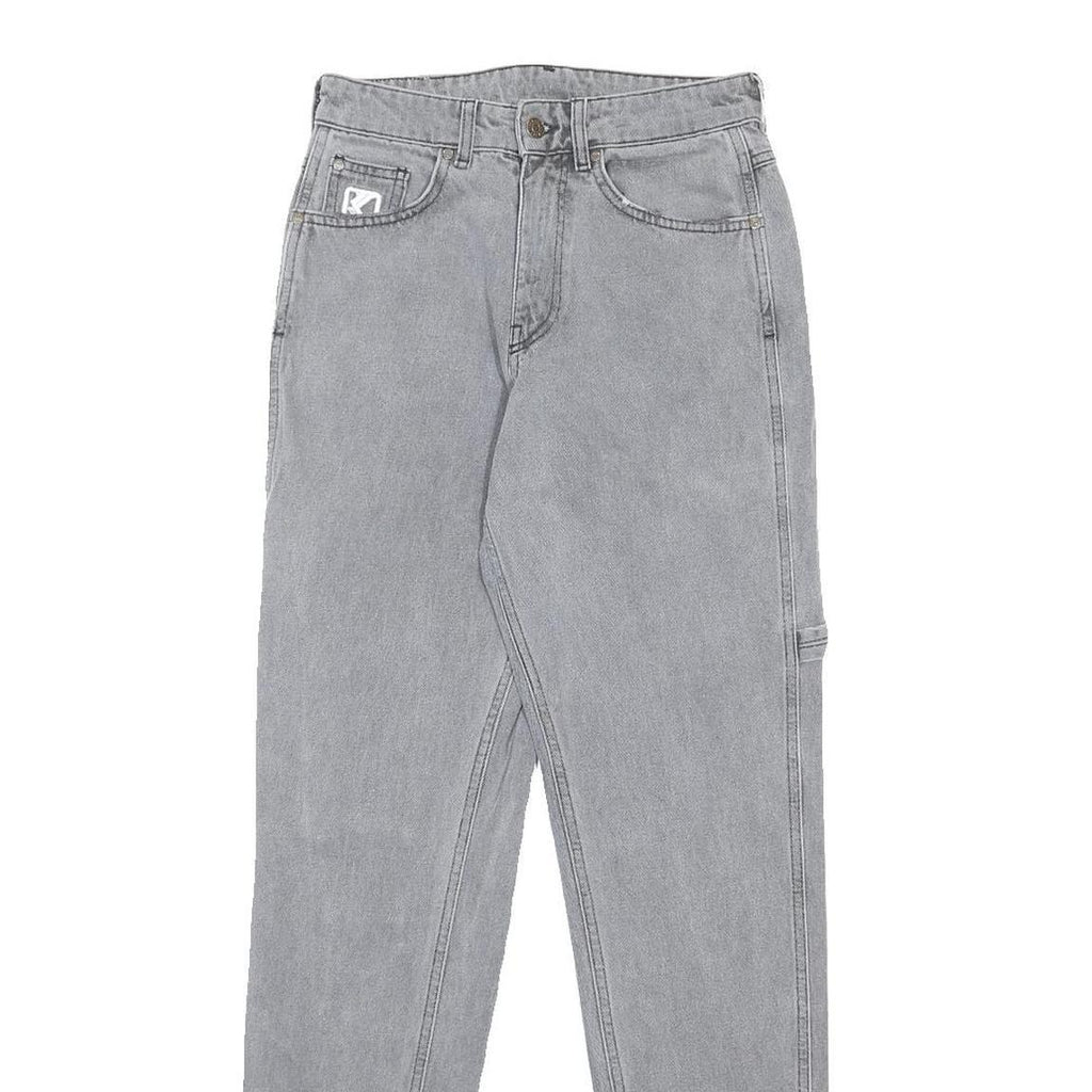 KARL KANI Mens Slim Grey Denim Jeans W26 L33 Casual Stylish Cotton Zip