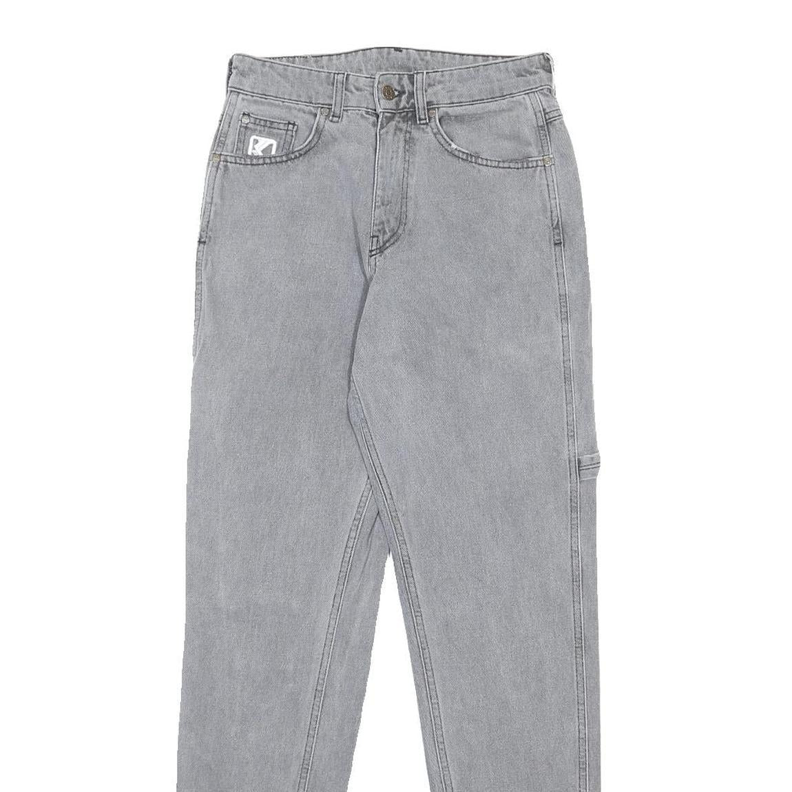 KARL KANI Mens Slim Grey Denim Jeans W26 L33 Casual Stylish Cotton Zip