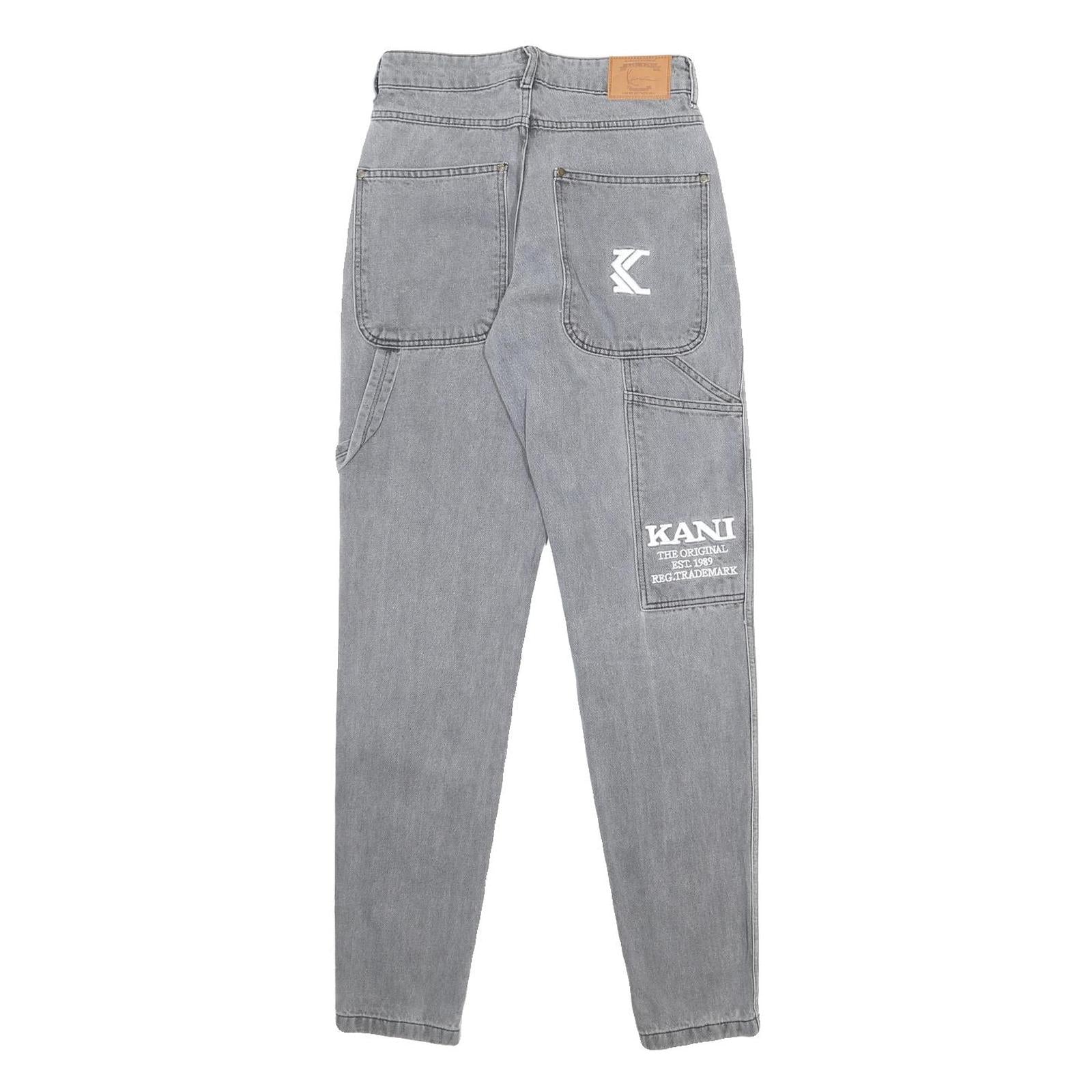 KARL KANI Mens Slim Grey Denim Jeans W26 L33 Casual Stylish Cotton Zip