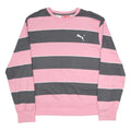 PUMA Mens Pink & Grey Striped Crew Neck 2XL Cotton Blend Sweatshirt Casual Wear