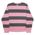 PUMA Mens Pink & Grey Striped Crew Neck 2XL Cotton Blend Sweatshirt Casual Wear