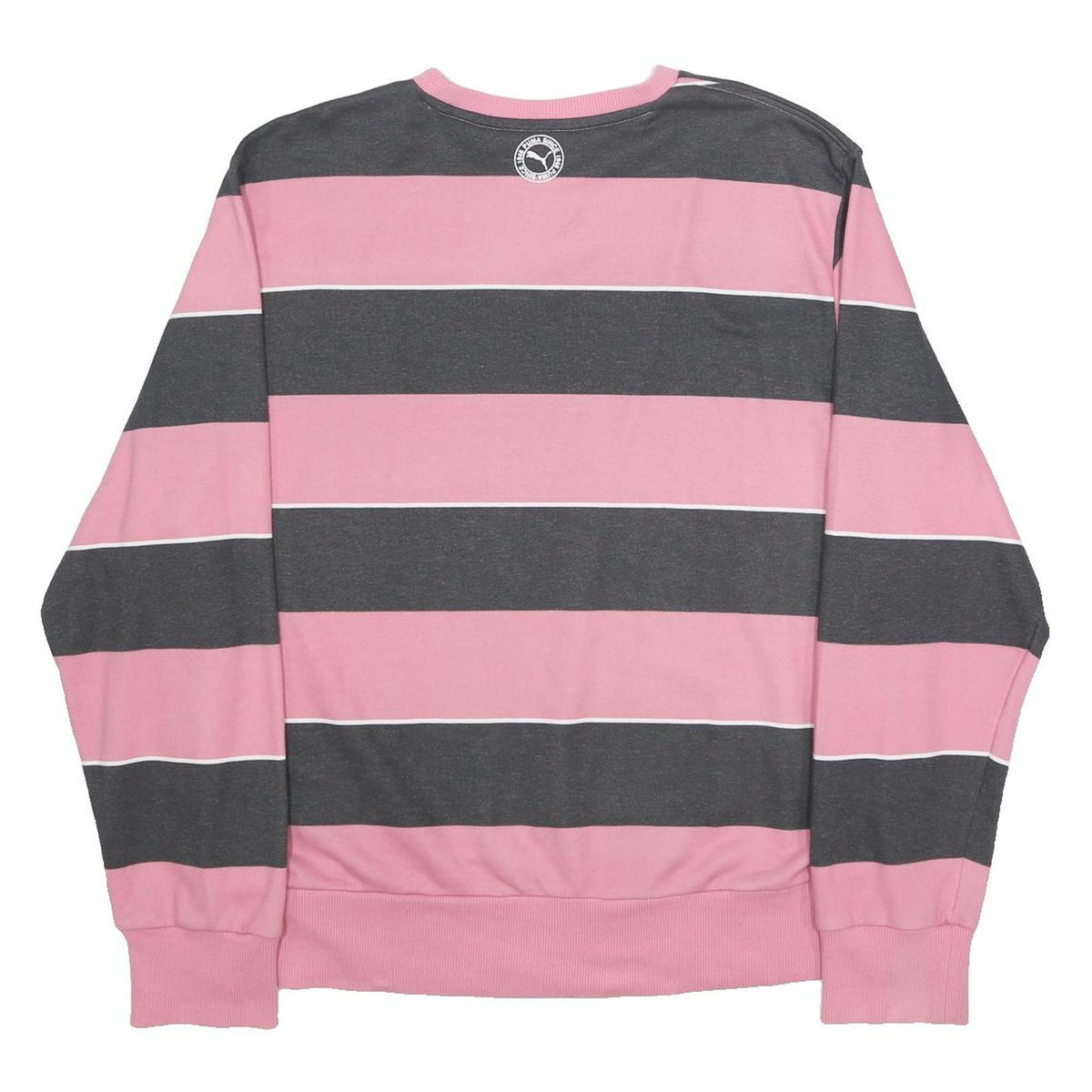 PUMA Mens Pink & Grey Striped Crew Neck 2XL Cotton Blend Sweatshirt Casual Wear