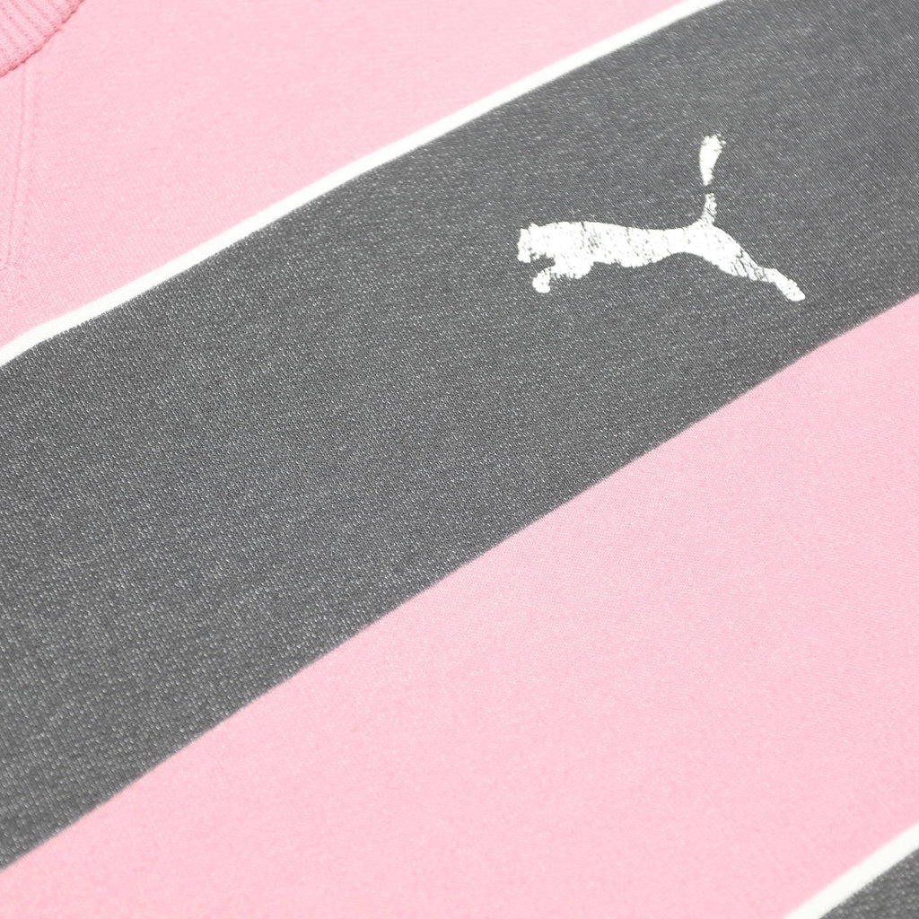 PUMA Mens Pink & Grey Striped Crew Neck 2XL Cotton Blend Sweatshirt Casual Wear