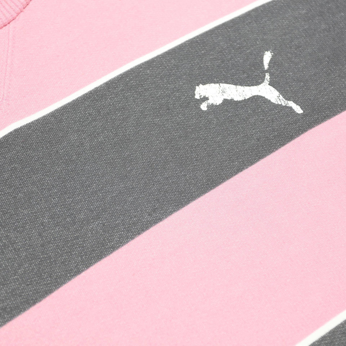 PUMA Mens Pink & Grey Striped Crew Neck 2XL Cotton Blend Sweatshirt Casual Wear