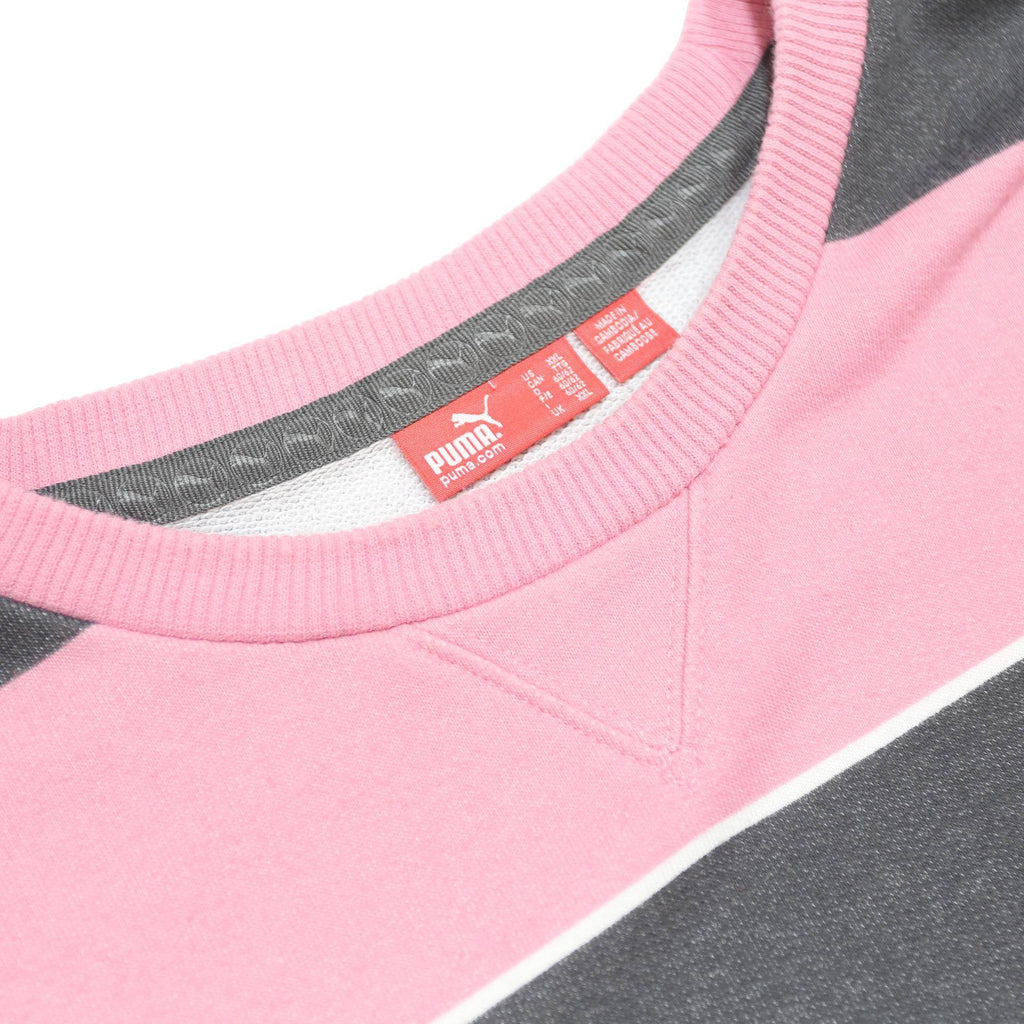 PUMA Mens Pink & Grey Striped Crew Neck 2XL Cotton Blend Sweatshirt Casual Wear