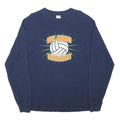 GILDAN Mens Navy Blue Indy Juniors Volleyball Tournament Graphic Long Sleeve