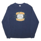GILDAN Mens Navy Blue Indy Juniors Volleyball Tournament Graphic Long Sleeve