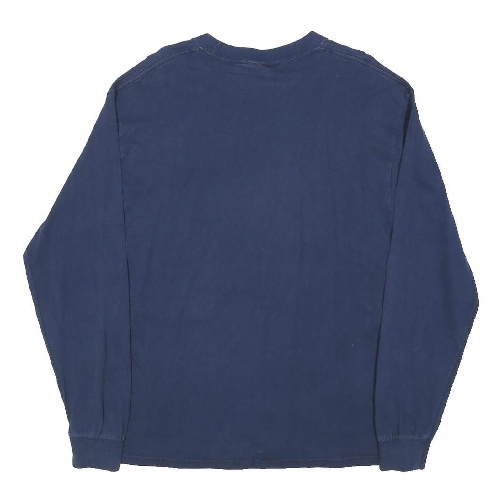 GILDAN Mens Navy Blue Indy Juniors Volleyball Tournament Graphic Long Sleeve
