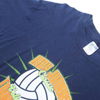 GILDAN Mens Navy Blue Indy Juniors Volleyball Tournament Graphic Long Sleeve
