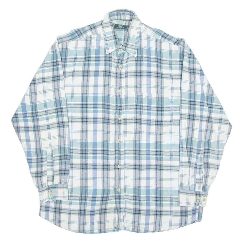 CASUAL LAND Mens Flannel Shirt Blue 90s Plaid Long Sleeve M