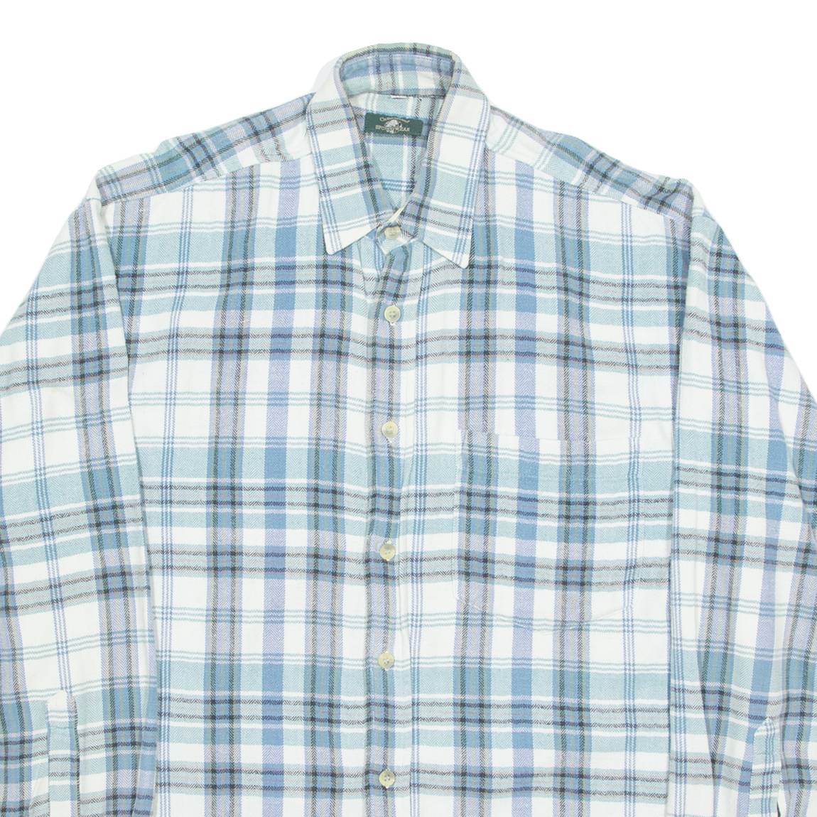 CASUAL LAND Mens Flannel Shirt Blue 90s Plaid Long Sleeve M