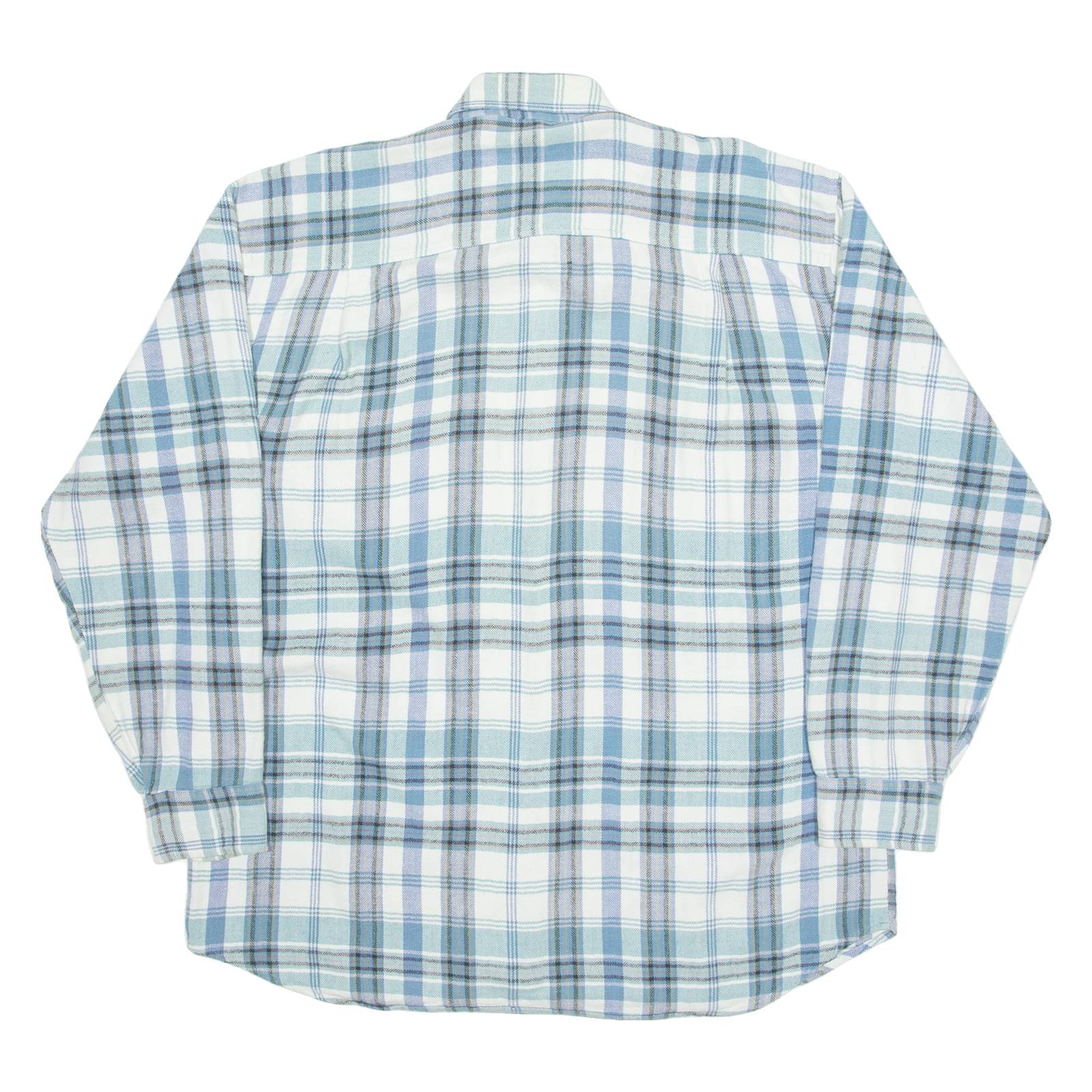 CASUAL LAND Mens Flannel Shirt Blue 90s Plaid Long Sleeve M