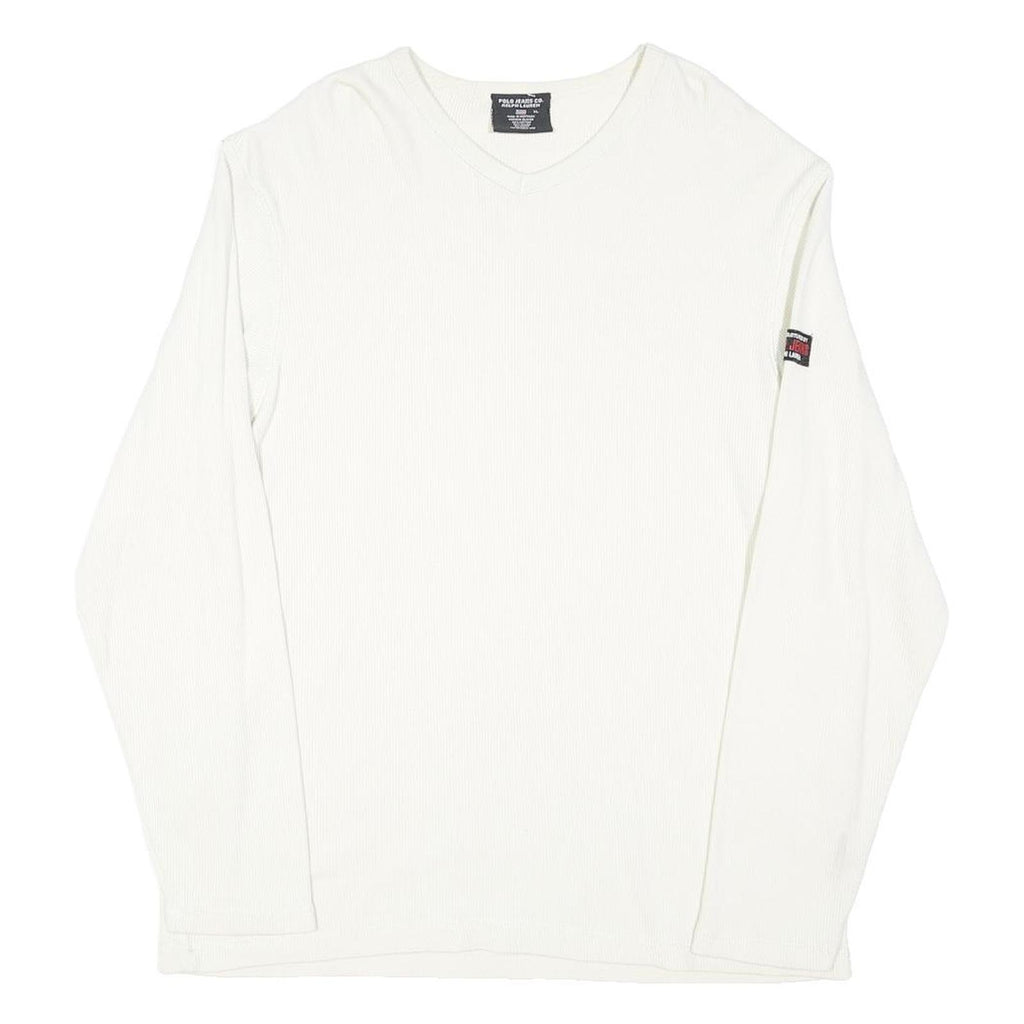 RALPH LAUREN POLO JEANS COMPANY Mens White Plain V Neck Basic Knit Jumper XL