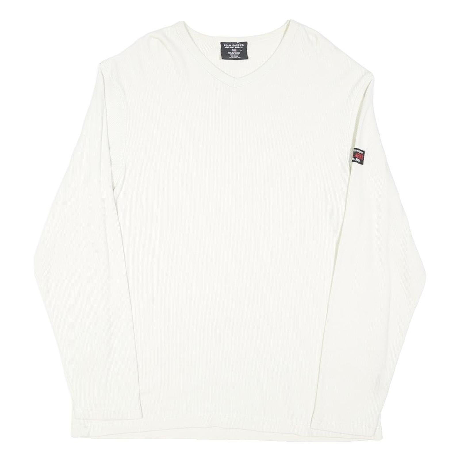 RALPH LAUREN POLO JEANS COMPANY Mens White Plain V Neck Basic Knit Jumper XL
