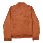 EIVISSA Womens Brown Faux Suede Zip Jacket L Casual Outerwear Soft Fabric